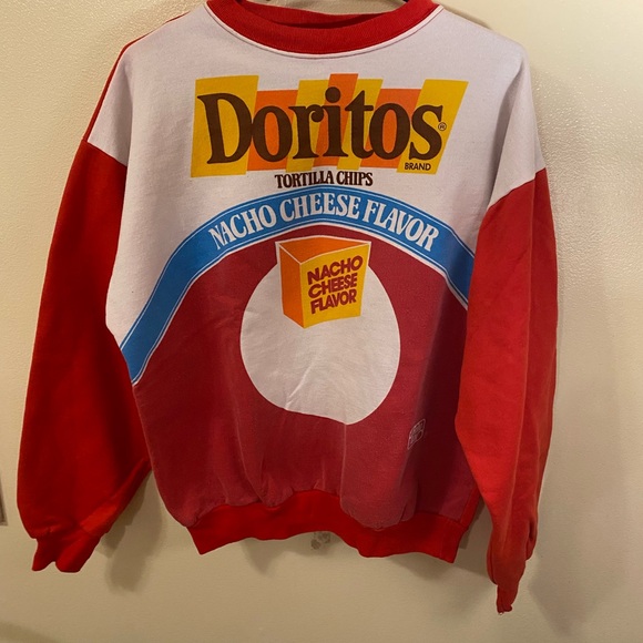 Other - Vintage 80s Doritos Nacho Cheese Graphic Crewneck Sweatshirt - Red & White